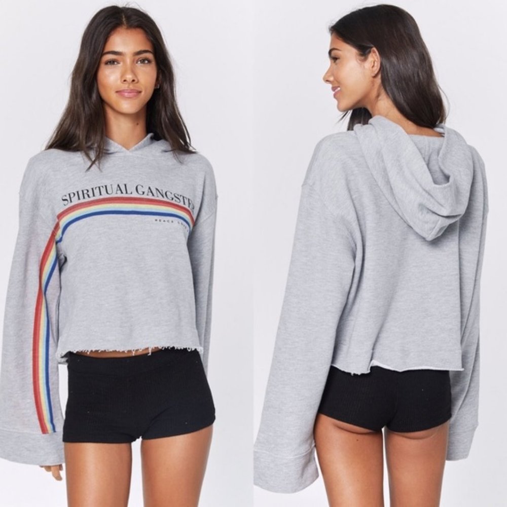 Spiritual Gangster Rainbow Dancin Cropped Hoodie Size XS
